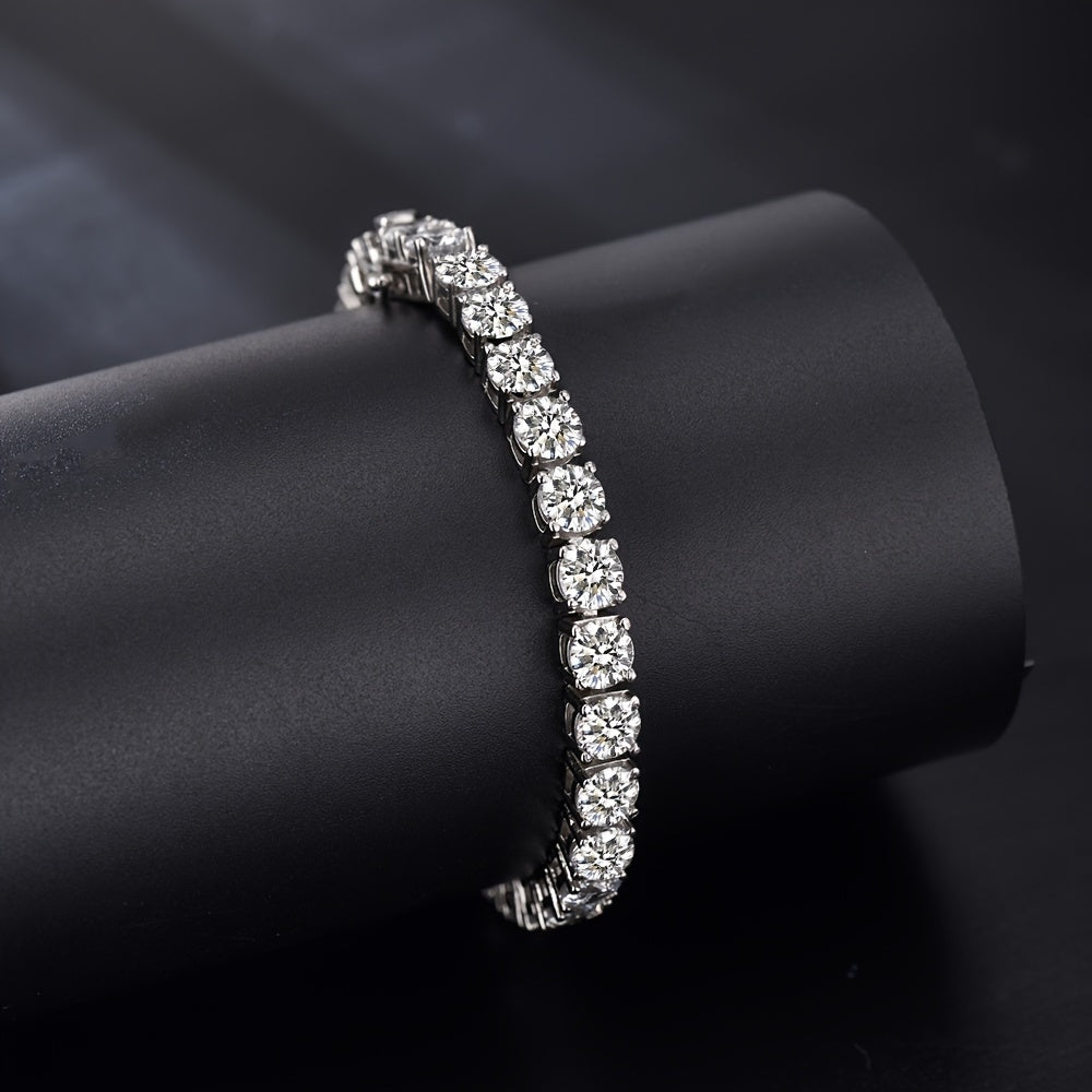 1pc 0.1-0.5 Carat Moissanite Bracelet, S925 Silver Temperament Versatile Tennis Chain Jewelry Unisex