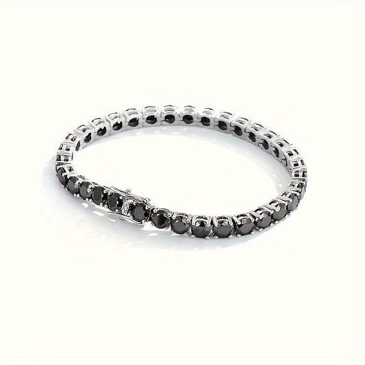 A D Color VVS1 Sparkling Moissanite Tennis Bracelet | 925 silver Plated, Dark-Hop Style Accessory, Ideal for Birthdays, Weddings, Anniversaries, Graduations, Mother'S Day, Suitable for Teenagers, For Teenager