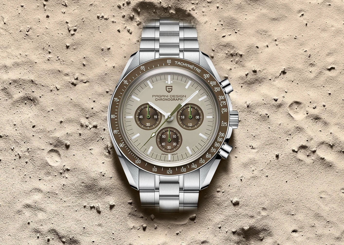 PAGANI DESIGN Saturn Men's Watches 2025 New Top Luxury Quartz Watch Men Light Tan Chronograph AR Sapphire crystal Wristwatch Men