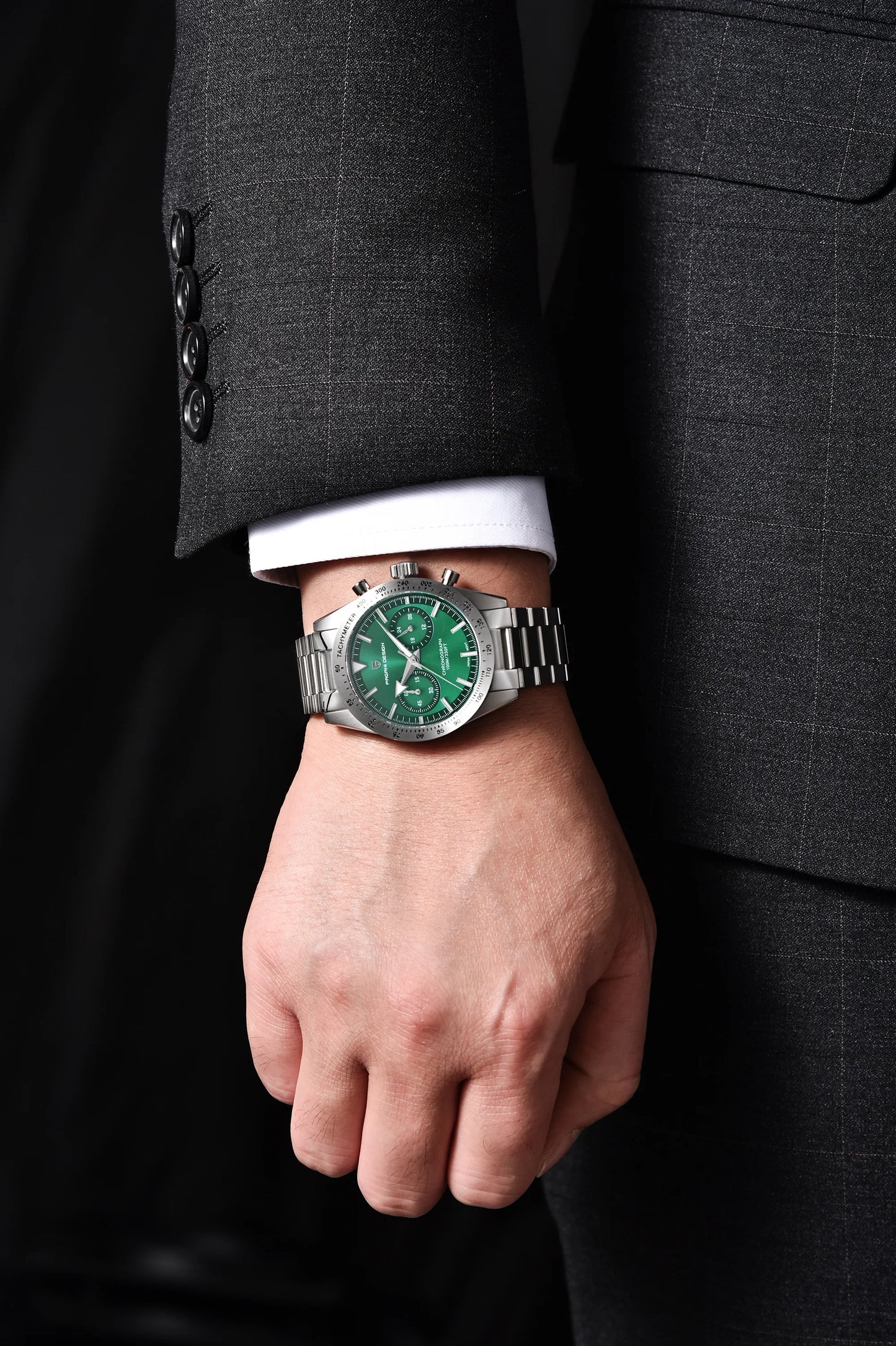 PAGANI DESIGN 2024 New Wide arrow Moon Men's Watches Luxury Quartz Watch For Men Sport Retro Chronograph VK64 AR Sapphire glass