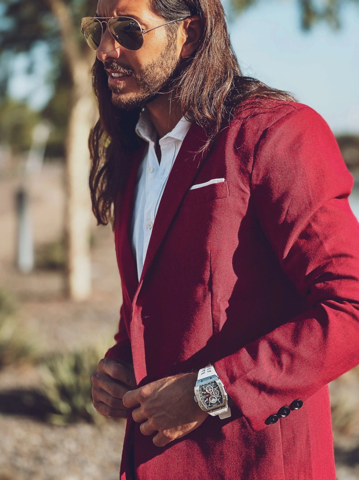 WISHDOIT NH35 Men's Chronograph Luxury Tonneau Design Features with Calendar Date Glowing 50m Depth Waterproof FKM Rubber Strap