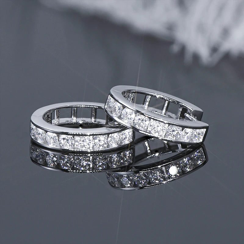 IOGOU Personalized Hoop Earrings 925 Sterling Silver 2.5mm D Color Moissanite Earrings For Women Men Original Jewelry Party Gift