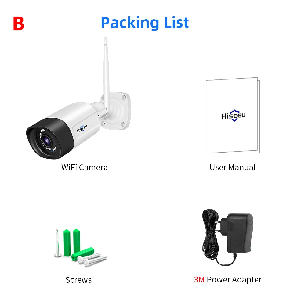 Hiseeu 1536P Wireless IP Camera 3.6mm Lens Waterproof Security WiFi Camera for Hiseeu Wireless CCTV System Kits IP Pro APP View