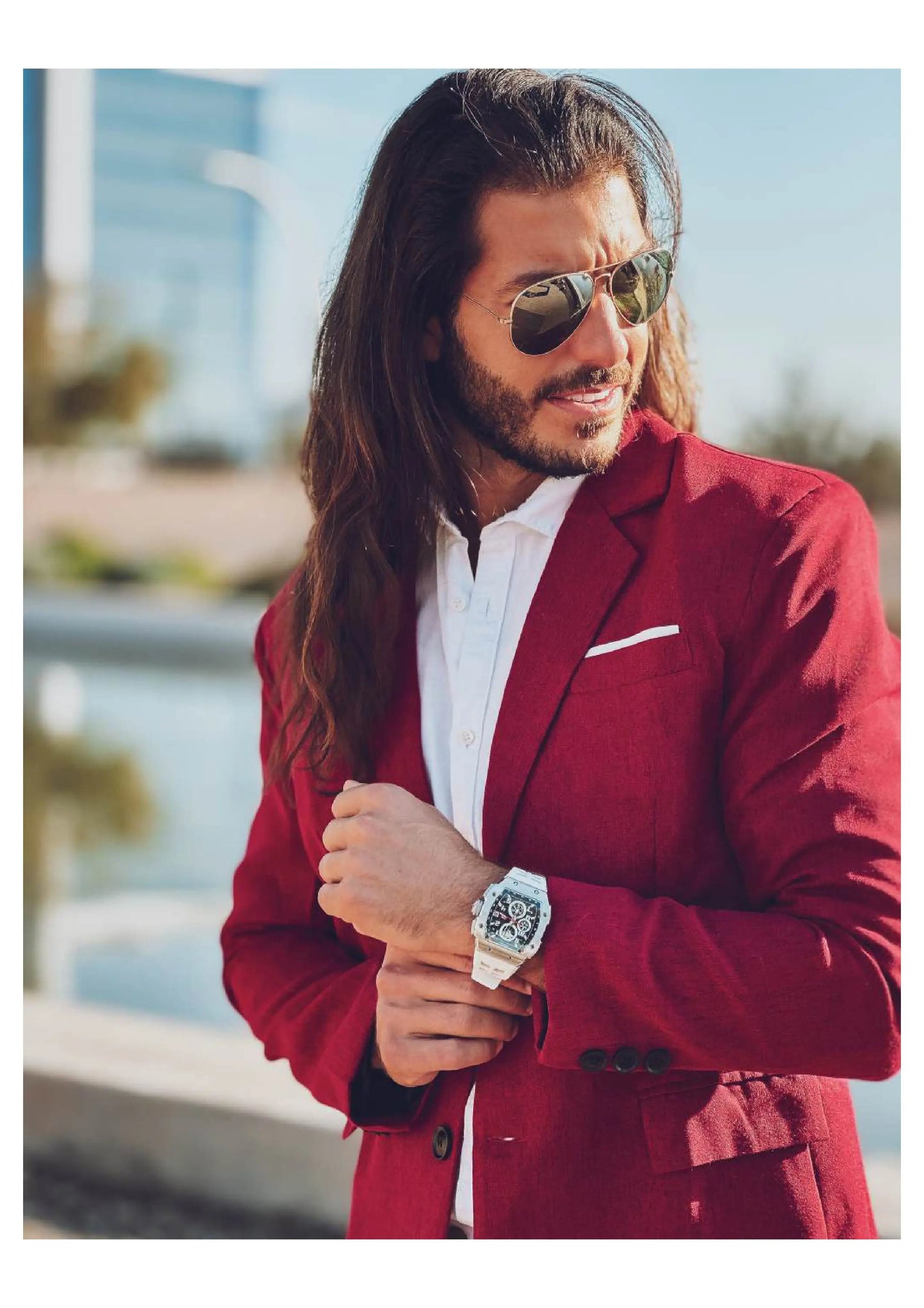 WISHDOIT NH35 Men's Chronograph Luxury Tonneau Design Features with Calendar Date Glowing 50m Depth Waterproof FKM Rubber Strap