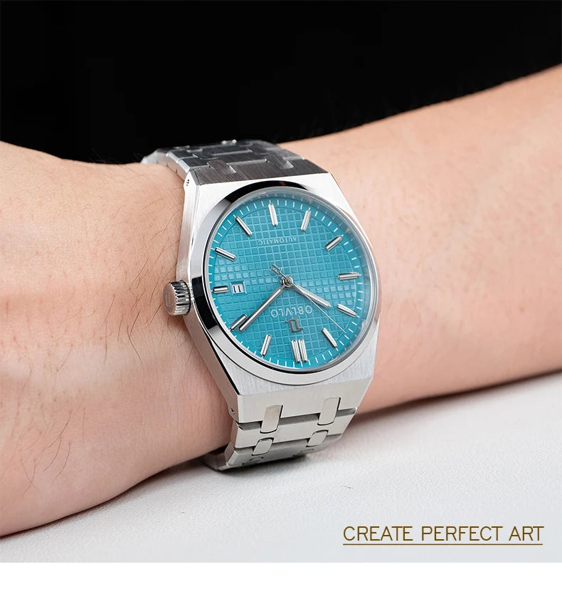 OBLVLO Luxury Mens Watch 316L Stainless Steel Mechanical Watches Luminous 50M Waterproof Automatic Casual Watch for Men TM-SIM