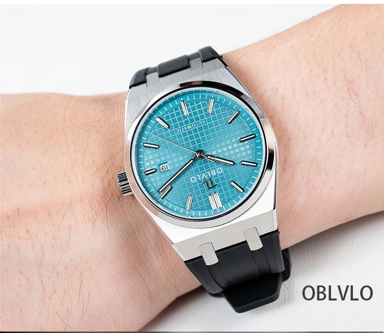 OBLVLO Luxury Mens Watch 316L Stainless Steel Mechanical Watches Luminous 50M Waterproof Automatic Casual Watch for Men TM-SIM