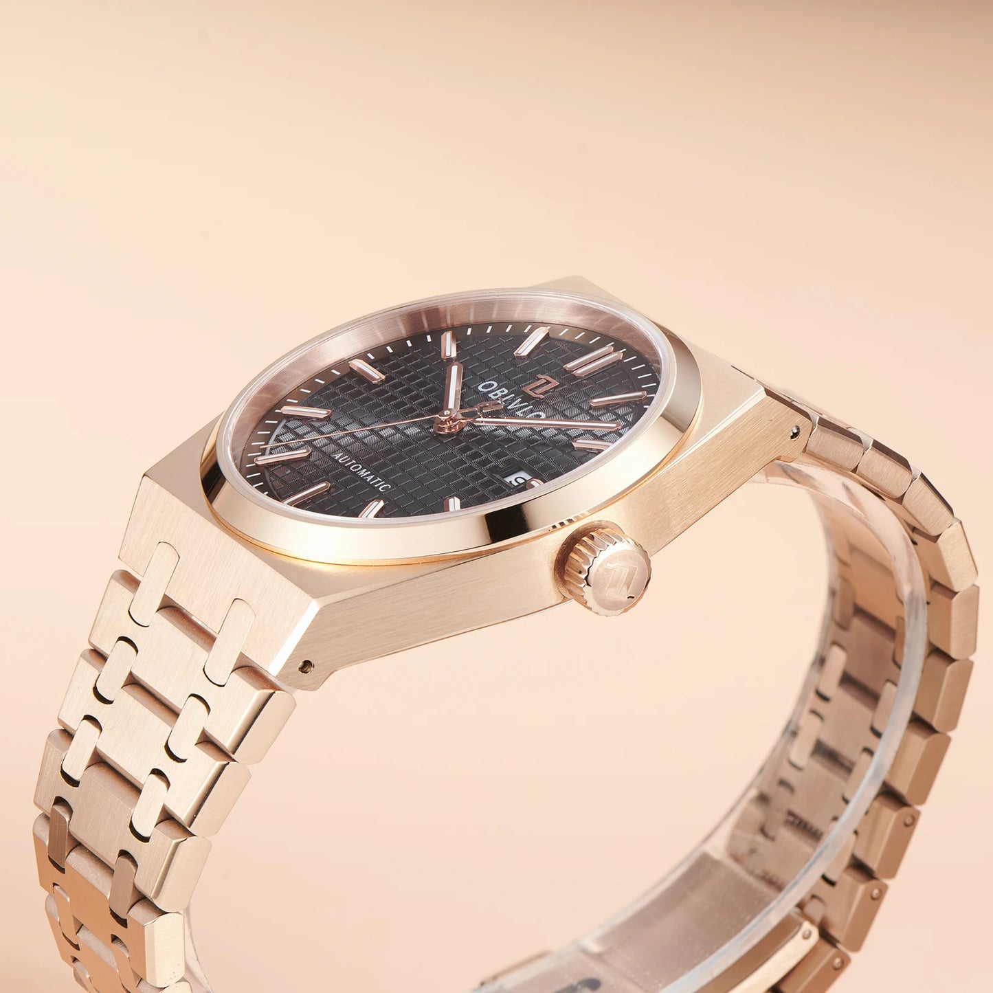 OBLVLO Luxury Mens Watch 316L Stainless Steel Mechanical Watches Luminous 50M Waterproof Automatic Casual Watch for Men TM-SIM