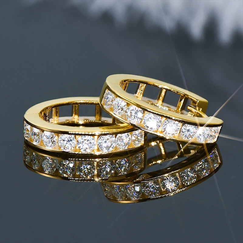 IOGOU Personalized Hoop Earrings 925 Sterling Silver 2.5mm D Color Moissanite Earrings For Women Men Original Jewelry Party Gift