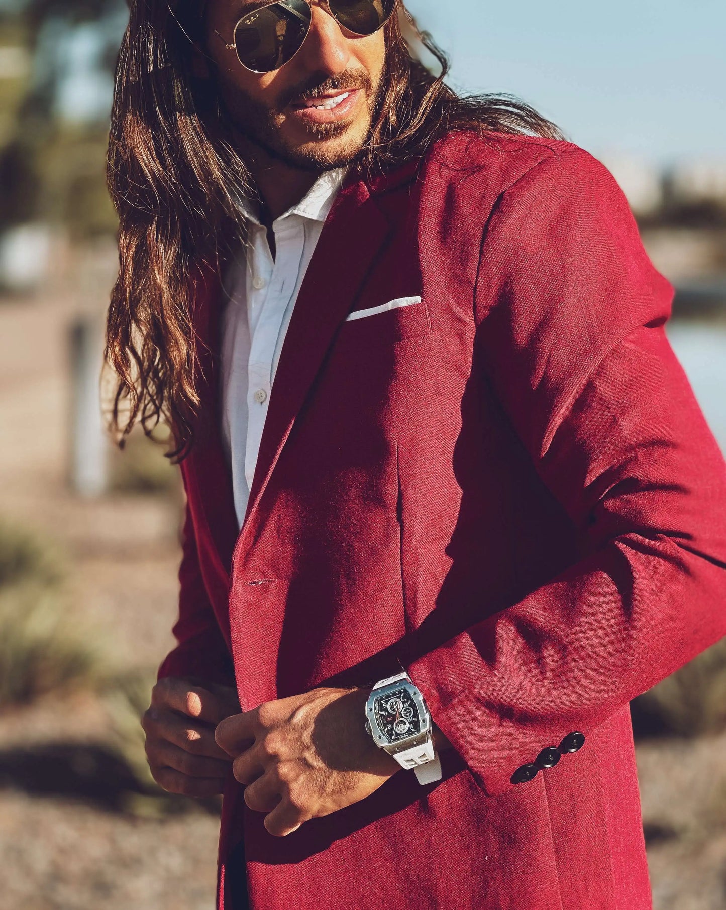 WISHDOIT NH35 Men's Chronograph Luxury Tonneau Design Features with Calendar Date Glowing 50m Depth Waterproof FKM Rubber Strap