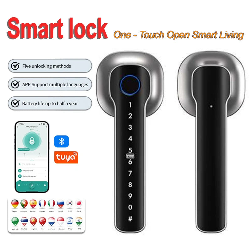 Smart Lock, Suitable for Use in Bedrooms, Garages, Hotels, and Living Rooms, Etc. - A Smart Fingerprint Password Lock