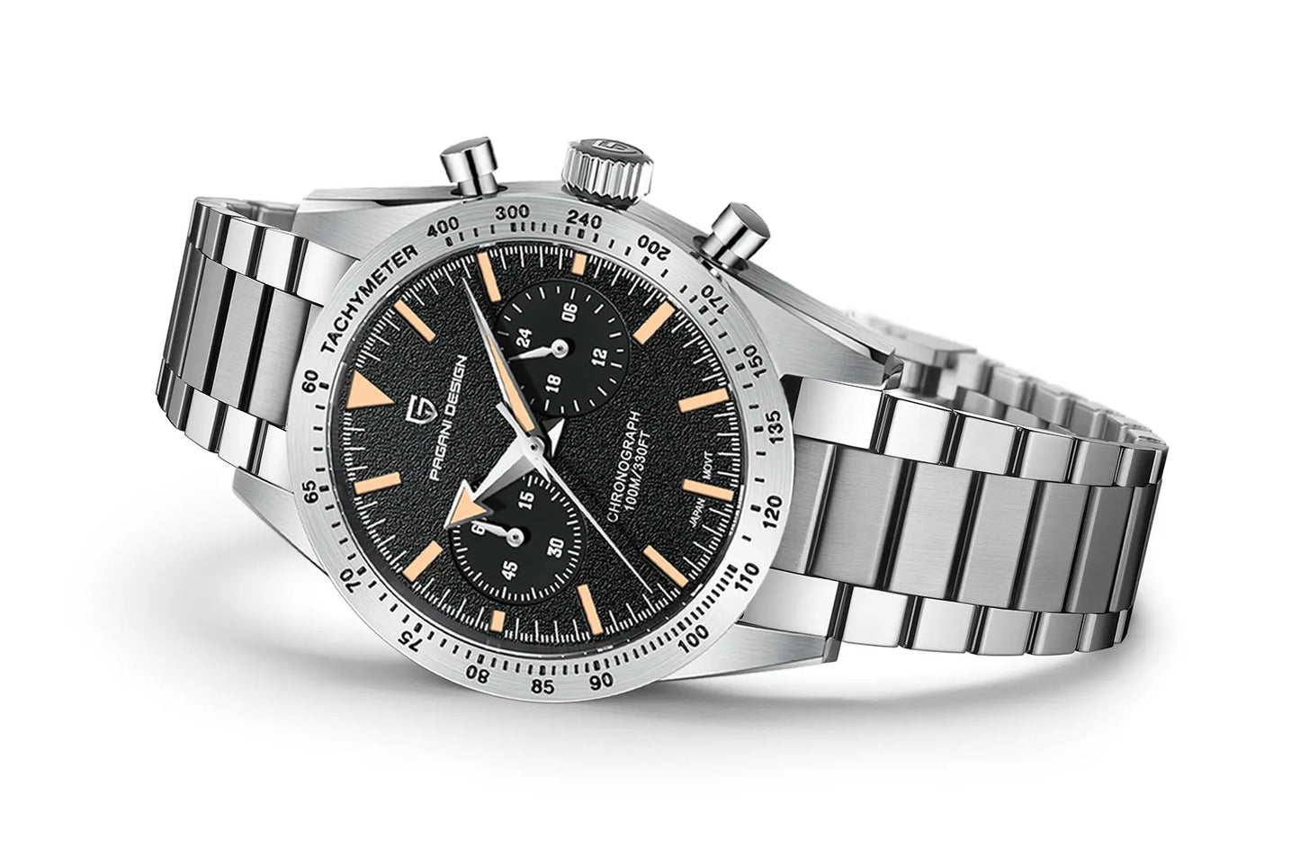 PAGANI DESIGN 2025 Mens watches Moon Quartz  Watch men speed Sport waterproof Chronograph AR Sapphire VK64 Steel Retro Luminous