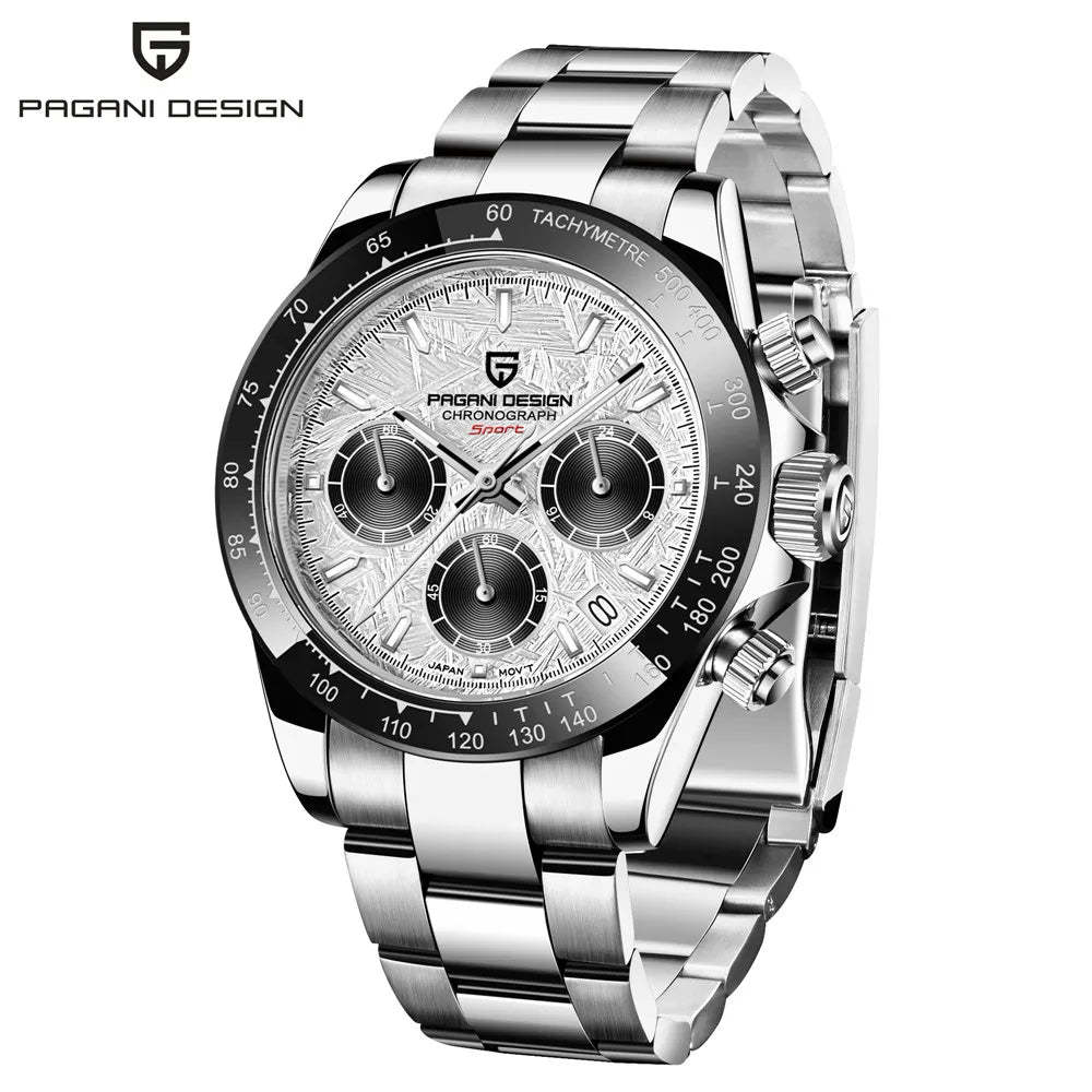 PAGANI DESIGN 2025 NEW 1664 Meteorite Dial Men's Watches Luxury Sapphire Quartz watch for men Sport Chronograph men Reloj Hombre