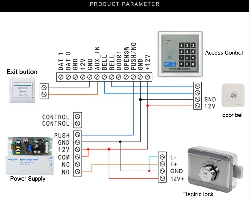 DC12V Electric lock Gate Lock Access Control System Electronic Integrated RFID Door Rim Lock Bidirectional Access Control Lock