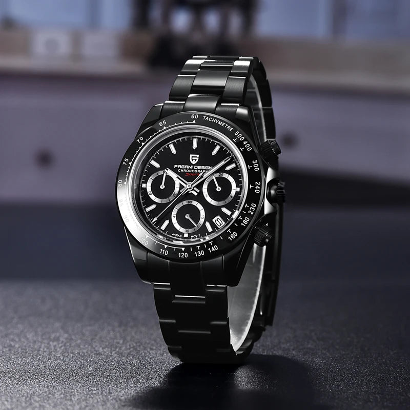 PAGANI DESIGN 2023 New Black Mens Watches Brand Luxury Quartz Watch For Men Chronograph Sports Waterproof Luminous Reloj Hombre