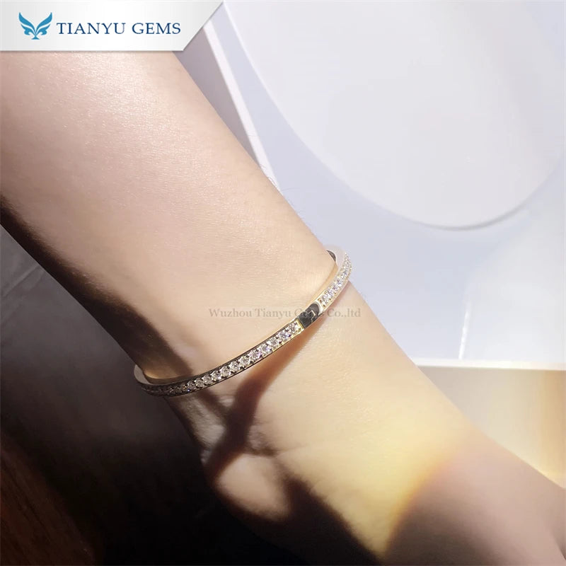 Tianyu Gems Unisex 18CT Yellow Gold Diamond Bangles Classic Style for Children Anniversaries Engagements Parties Gifts