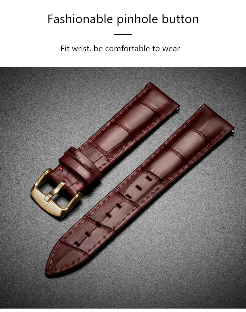 Carnival Brand Luxury Tourbillon Watches Leather Calendar Week Month High-End Mechanical Watch Business Men Automatic Clock