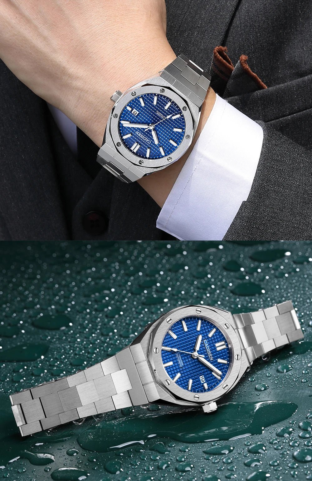 CADISEN 42MM Men's Mechanical Watch Luxury NH35A Movement Automatic Watches Sapphire Mirror 10Bar Waterproof Watch For Men
