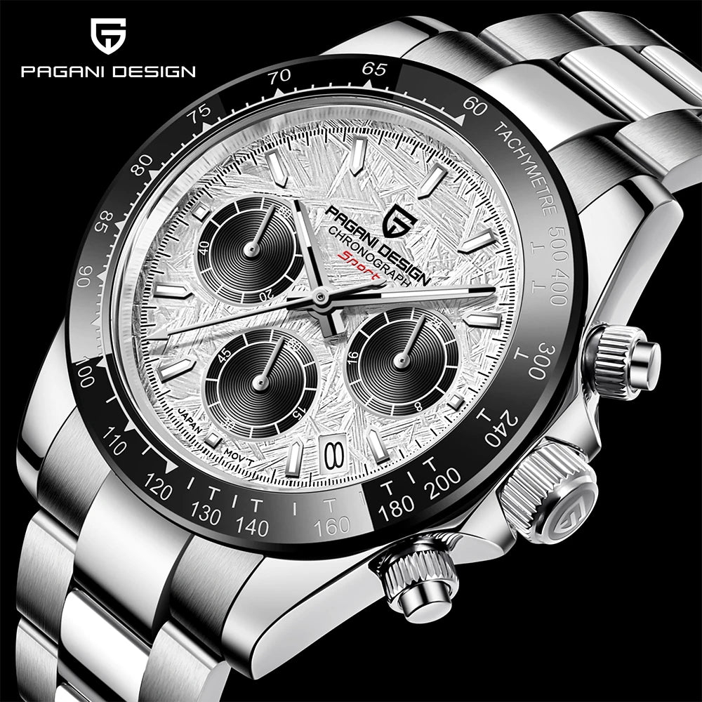 PAGANI DESIGN 2025 New PD-1644 Meteorite Dial Fashion Men Quartz Wristwatches 100M Sapphire Glass Chronograph relogio masculino