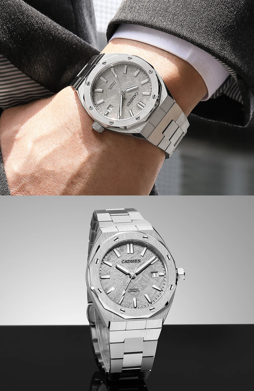 CADISEN 42MM Men's Mechanical Watch Luxury NH35A Movement Automatic Watches Sapphire Mirror 10Bar Waterproof Watch For Men