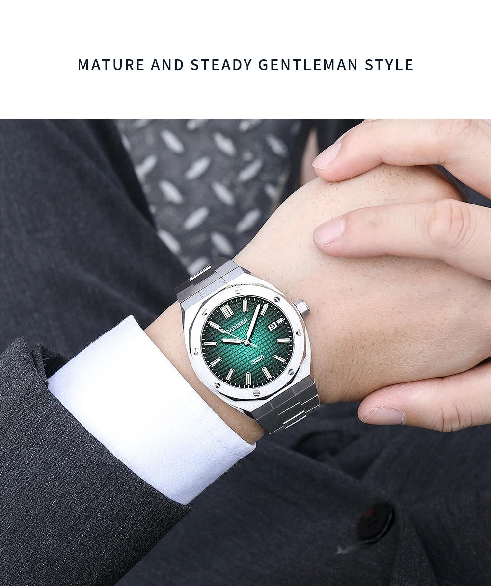 CADISEN 42MM Men's Mechanical Watch Luxury NH35A Movement Automatic Watches Sapphire Mirror 10Bar Waterproof Watch For Men