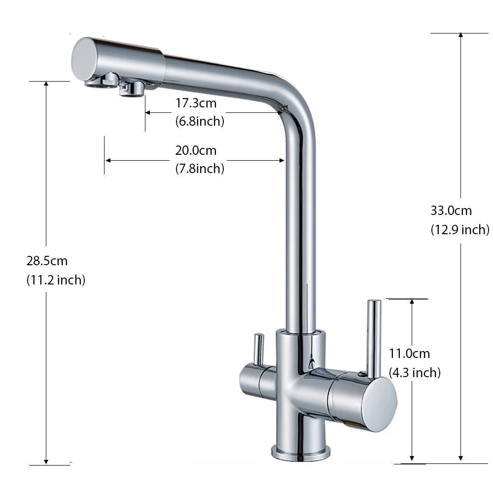 Rozin Chrome Brass Purified Water Kitchen Faucet Mixer Tap and Pure Water Filter Faucet Deck Mounted Dual Handles Hot Cold Taps