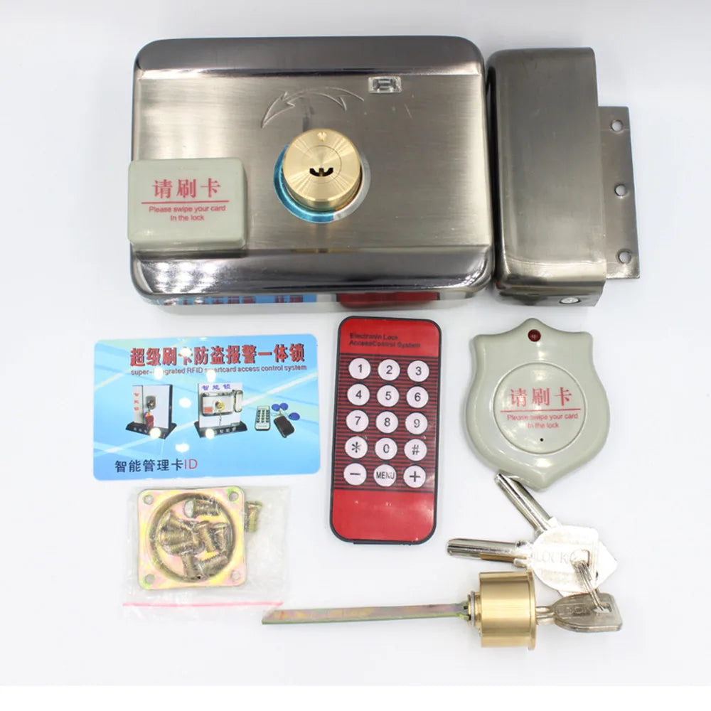 DC12V Electric lock Gate Lock Access Control System Electronic Integrated RFID Door Rim Lock Bidirectional Access Control Lock