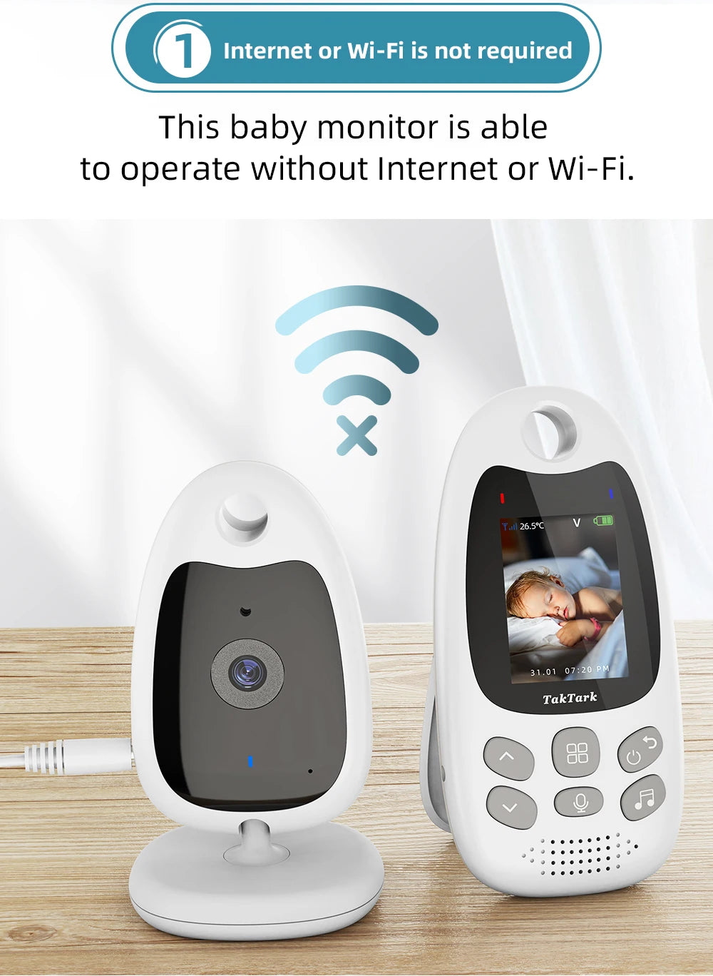 Wireless Video Baby Monitor 2.0 2.8 inch Color  Security Camera 2 Way Talk Night Vision IR LED Temperature Monitoring 8 Lullaby