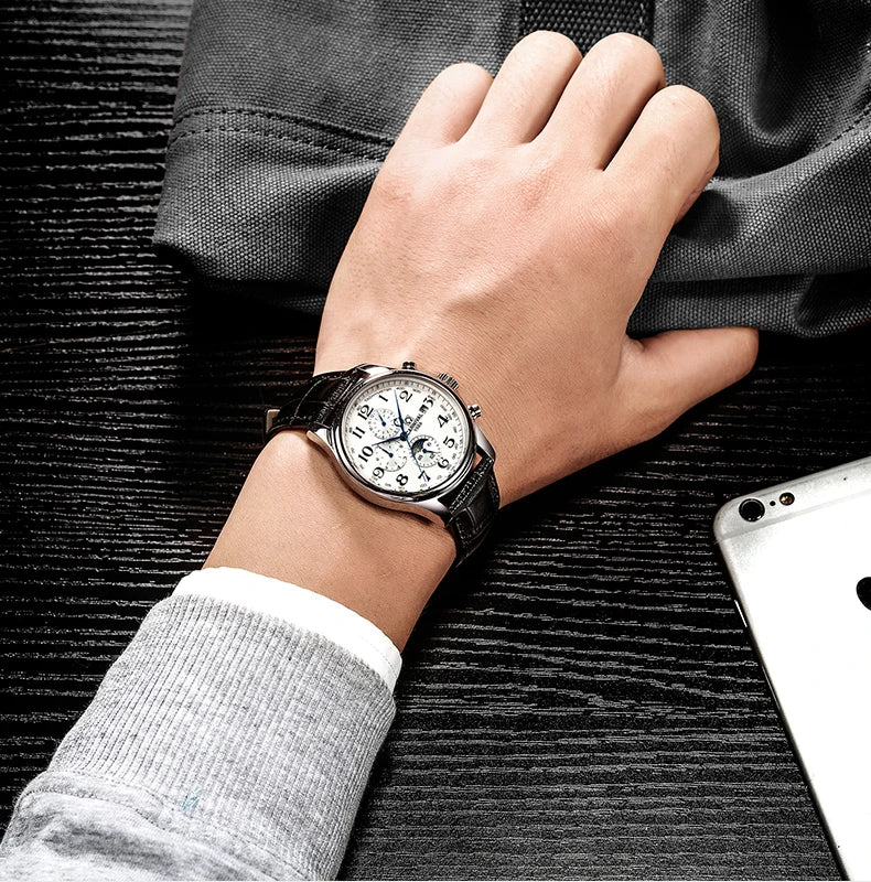 Carnival Brand Automatic Watch Fashion Luxury Waterproof Calendar Moon Phase Mechanical Watches For Men Clock Relogio Masculino