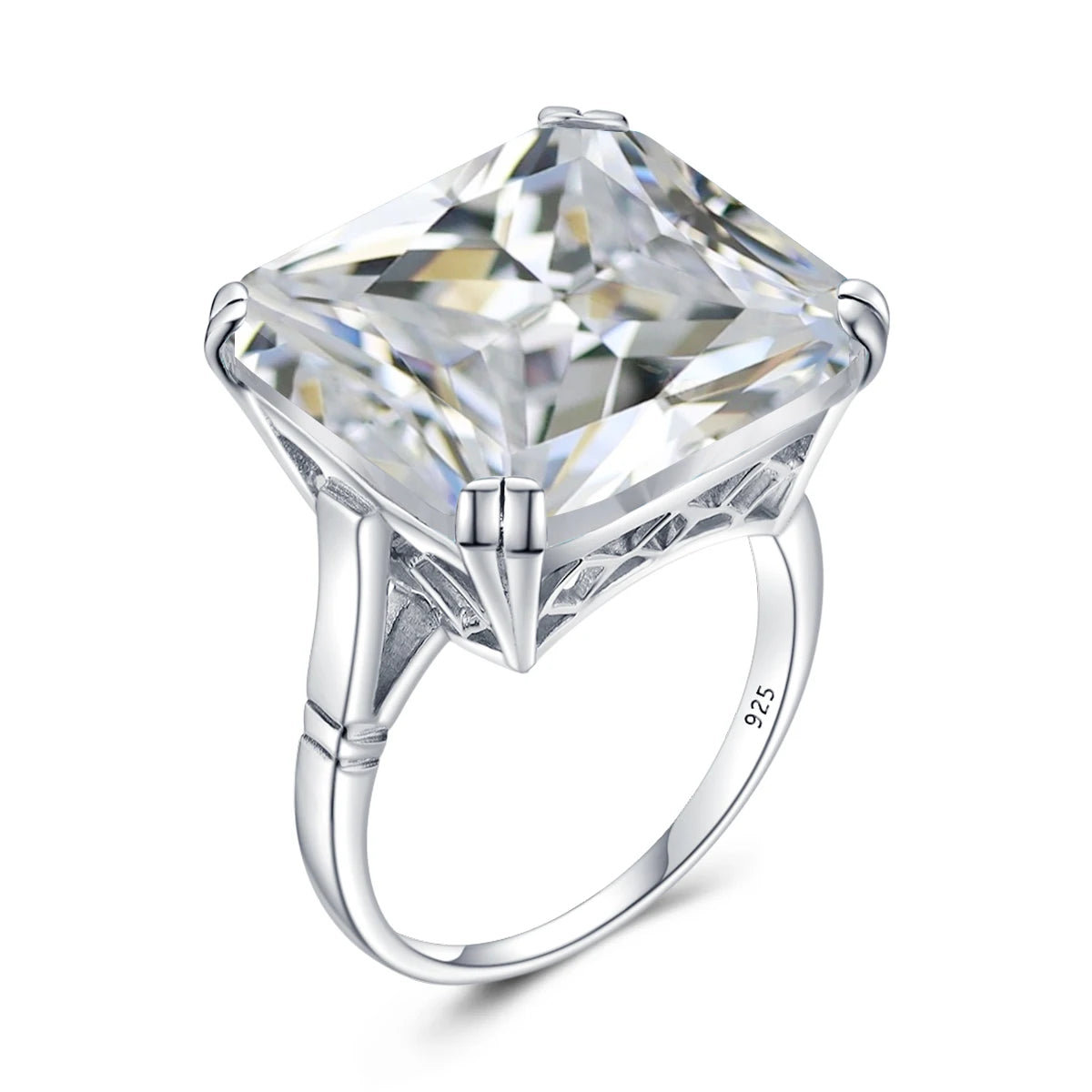 Original 925 Sterling Silver Aquamarine Gemstone Ring For Women Vintage Sparkling Birthstone Square Big Stone Jewelry Handmade