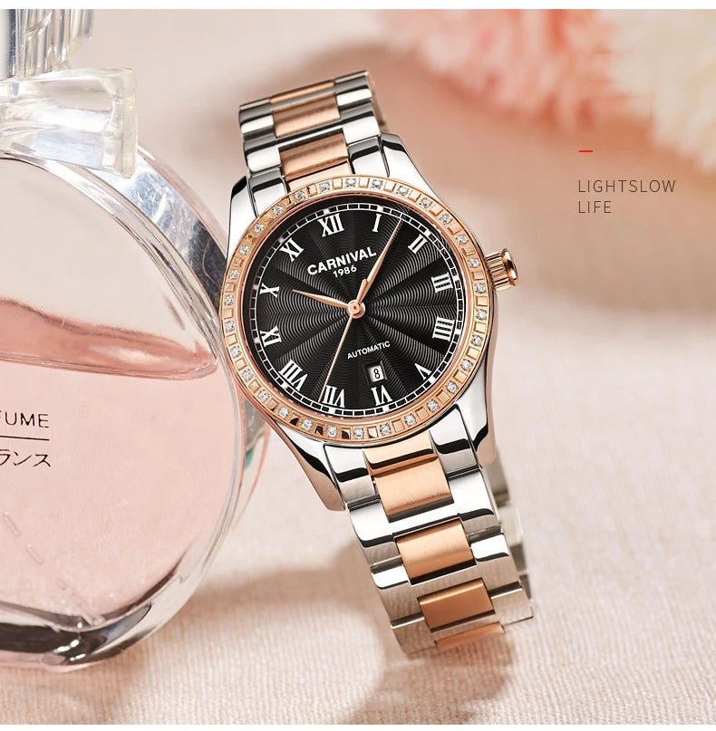 CARNIVAL Women Watches Mechanical Watch Luxury Bracelet Wrist Wristwatch Elegant Ladies Automatic Clock Watch Relogio Feminino