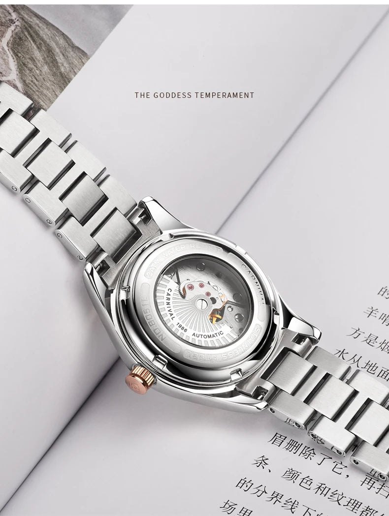 CARNIVAL Women Watches Mechanical Watch Luxury Bracelet Wrist Wristwatch Elegant Ladies Automatic Clock Watch Relogio Feminino