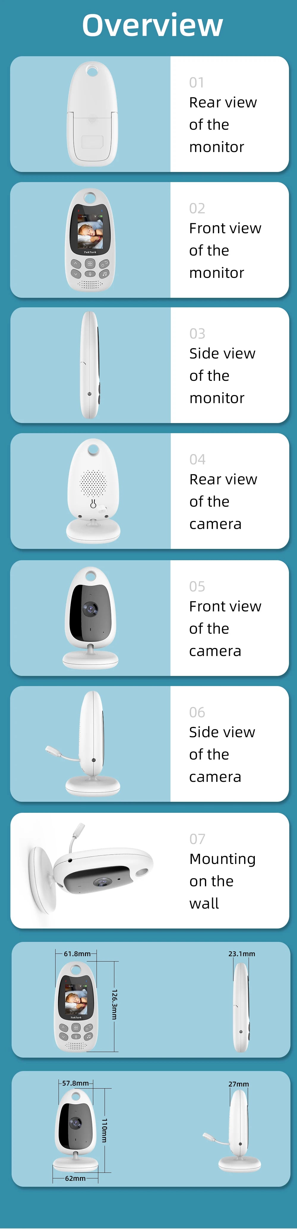 Wireless Video Baby Monitor 2.0 2.8 inch Color  Security Camera 2 Way Talk Night Vision IR LED Temperature Monitoring 8 Lullaby