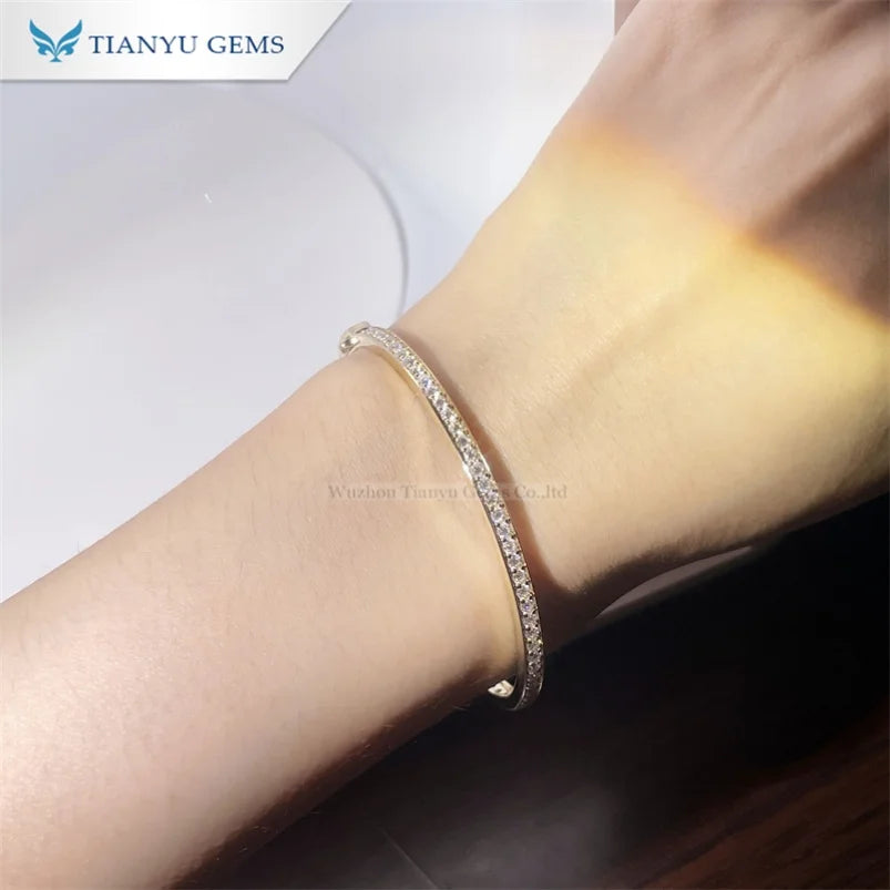 Tianyu Gems Unisex 18CT Yellow Gold Diamond Bangles Classic Style for Children Anniversaries Engagements Parties Gifts