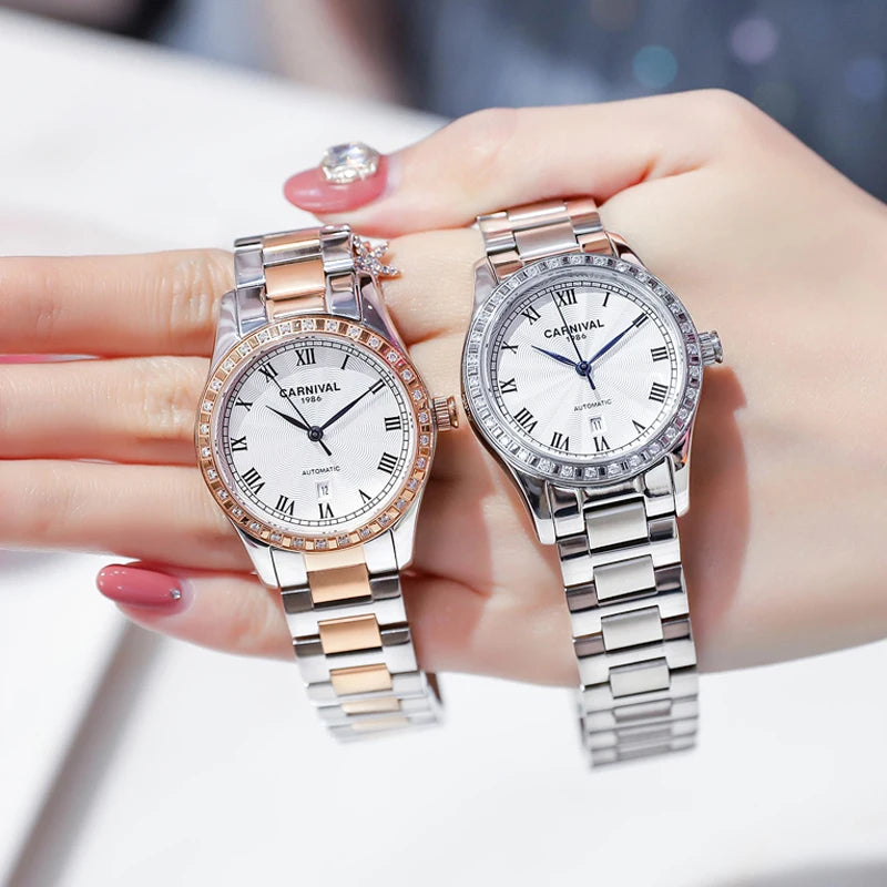 CARNIVAL Women Watches Mechanical Watch Luxury Bracelet Wrist Wristwatch Elegant Ladies Automatic Clock Watch Relogio Feminino