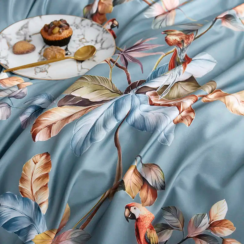 HD printed Birds Branch printed Premium Egyptian cotton Silky Soft Duvet Cover Family size US King Queen Size Bedding Set 4/6Pcs