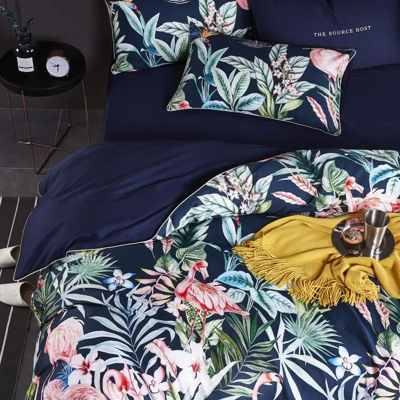 HD printed Birds Branch printed Premium Egyptian cotton Silky Soft Duvet Cover Family size US King Queen Size Bedding Set 4/6Pcs
