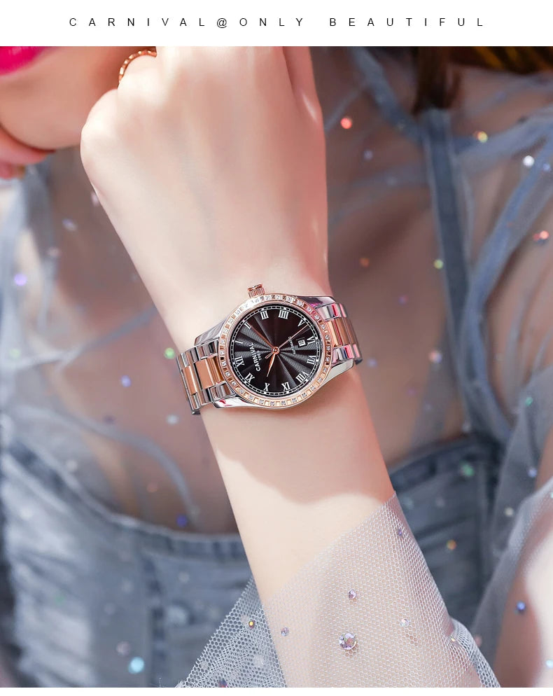 CARNIVAL Women Watches Mechanical Watch Luxury Bracelet Wrist Wristwatch Elegant Ladies Automatic Clock Watch Relogio Feminino