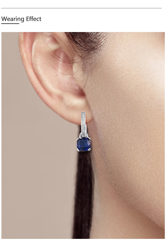 SANTUZZA Pure 925 Sterling Silver Earrings For Women Blue Pink Stones White Cubic Zirconia Dangle Earrings Fashion Fine Jewelry