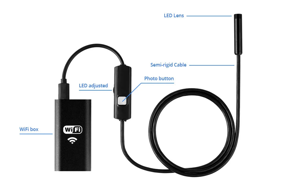 KERUI 1200P/720P WLAN Endoskop Wasserdichte Inspektions-Schlangenkamera USB Boreskop für Autos für iPhone & Android Smartphone