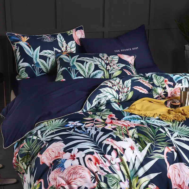HD printed Birds Branch printed Premium Egyptian cotton Silky Soft Duvet Cover Family size US King Queen Size Bedding Set 4/6Pcs