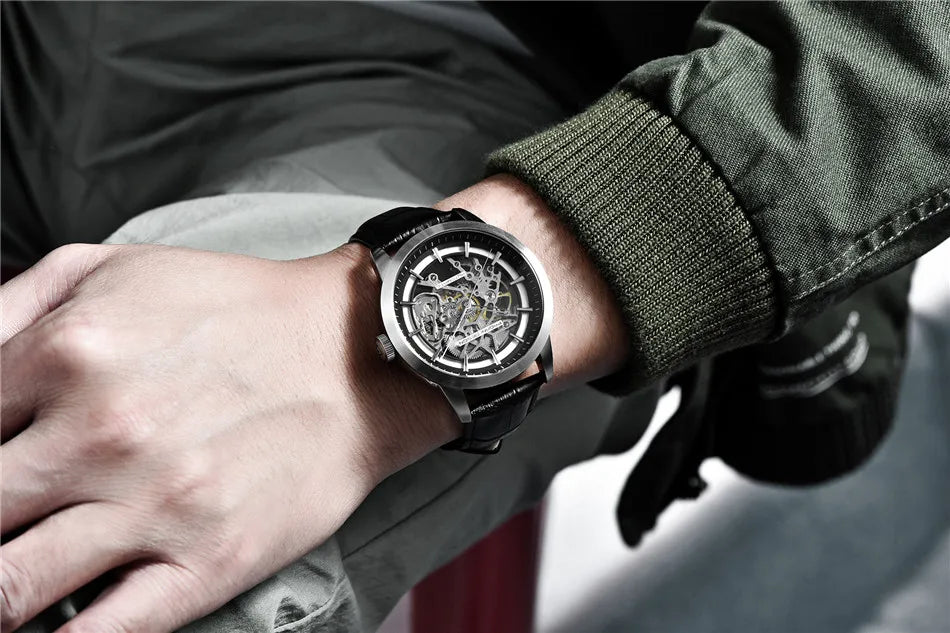 PAGANI DESIGN Brand Fashion Sports Leather Watches Men Luxury Automatic Mechanical Skeleton Waterproof Watches Relogio Masculino