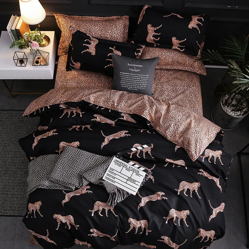 fashionable block pattern black duvet cover set king queen double twin single size bed linen set