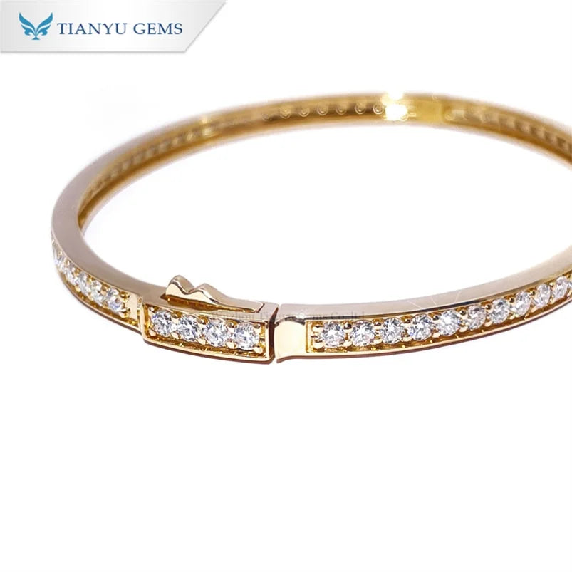 Tianyu Gems Unisex 18CT Yellow Gold Diamond Bangles Classic Style for Children Anniversaries Engagements Parties Gifts