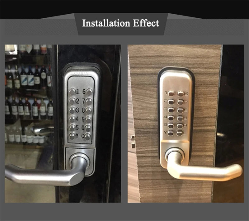 Silver Long Handle Keyless Mechanical Digital Door Lock Password Keypad Home Garden Yard Wooden Iron Gate Lock Pushbutton