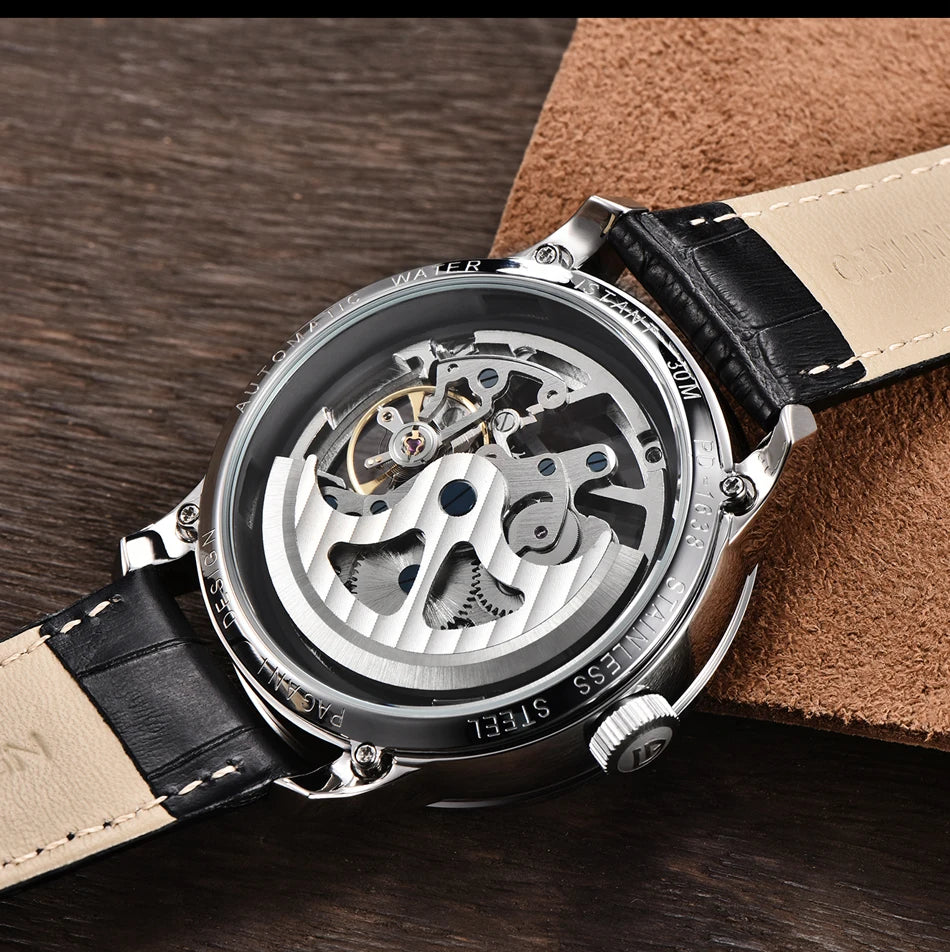 PAGANI DESIGN Markenmode Sportliche Lederuhren für Herren Luxus Automatische Mechanische Skelettuhren Wasserdicht Relogio Masculino