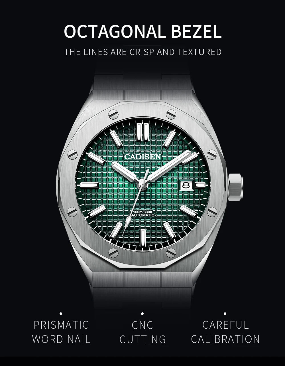 CADISEN 42MM Men's Mechanical Watch Luxury NH35A Movement Automatic Watches Sapphire Mirror 10Bar Waterproof Watch For Men