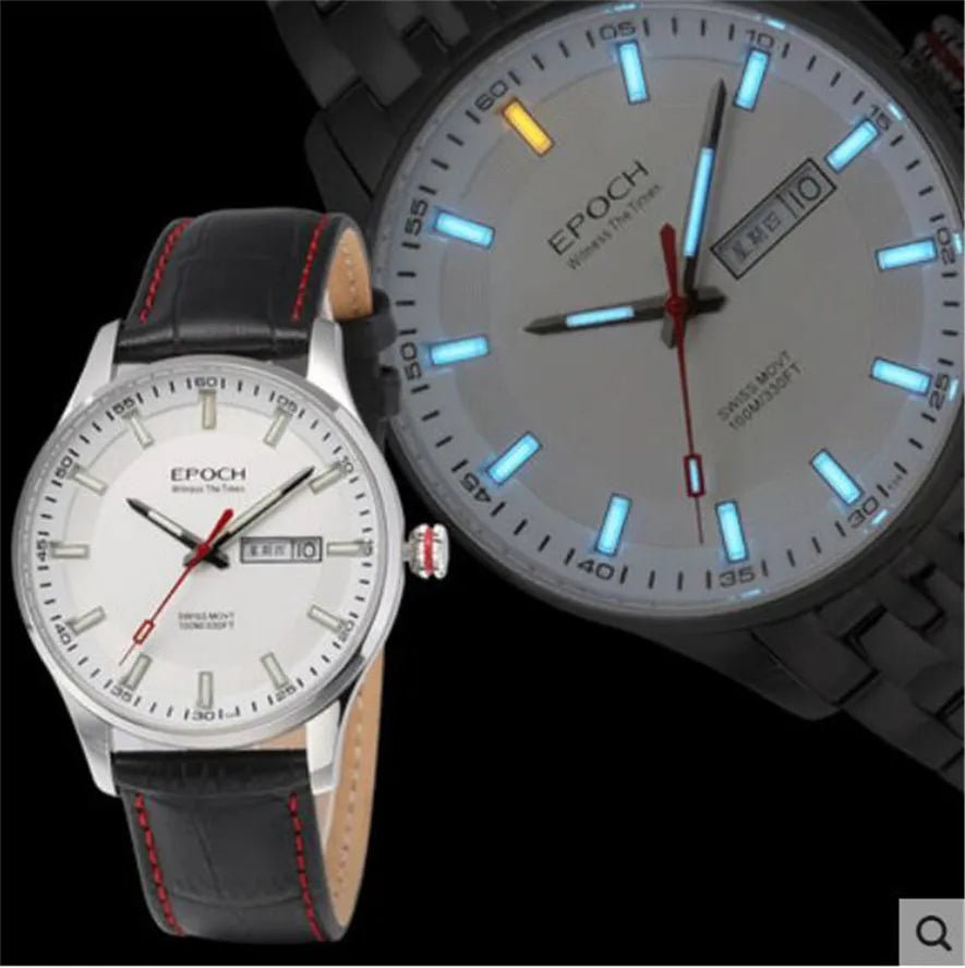 EPOCH Men Quartz Watch Super Luminous 25 Ronda Movement Chinese English Day Date WR100M Sapphire Military Watch 40mm