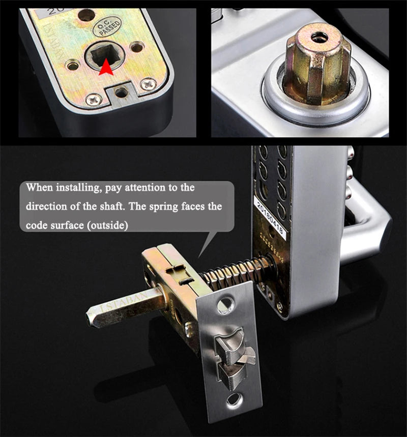 Silver Long Handle Keyless Mechanical Digital Door Lock Password Keypad Home Garden Yard Wooden Iron Gate Lock Pushbutton