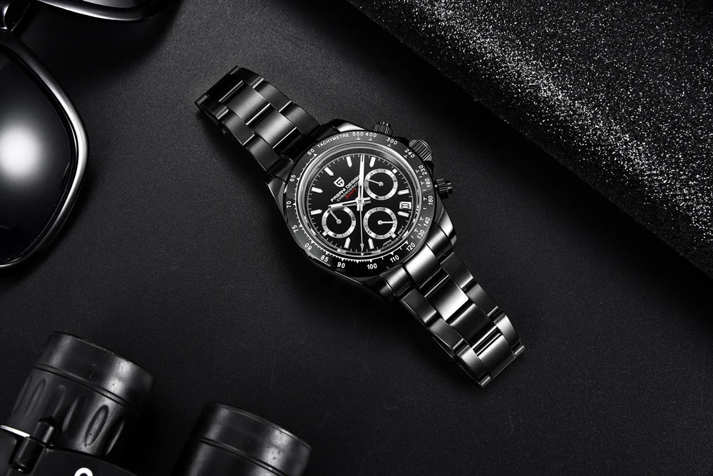 PAGANI DESIGN 2023 New Black Mens Watches Brand Luxury Quartz Watch For Men Chronograph Sports Waterproof Luminous Reloj Hombre