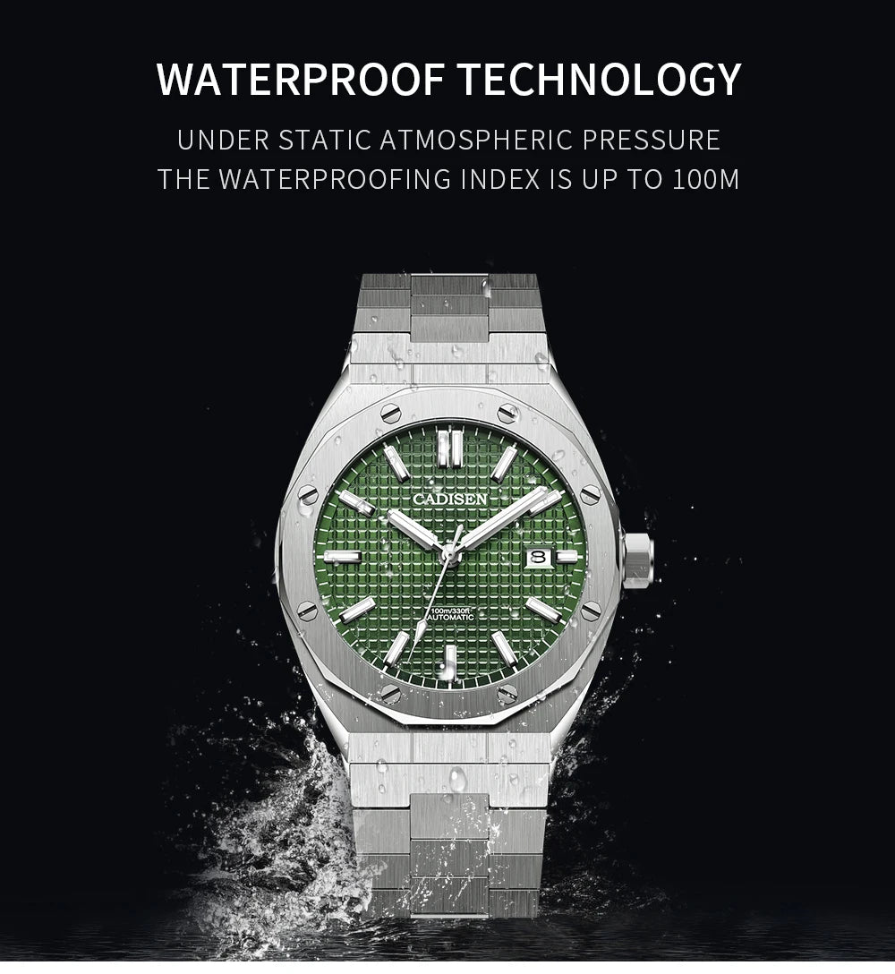 CADISEN 42MM Men's Mechanical Watch Luxury NH35A Movement Automatic Watches Sapphire Mirror 10Bar Waterproof Watch For Men
